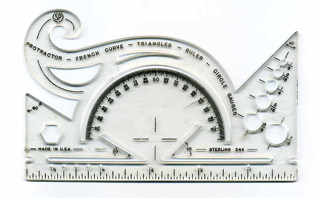Vtg Sterling 544 Plastic Protractor French Curve 6" Drawing Tool USA NOS 1981 